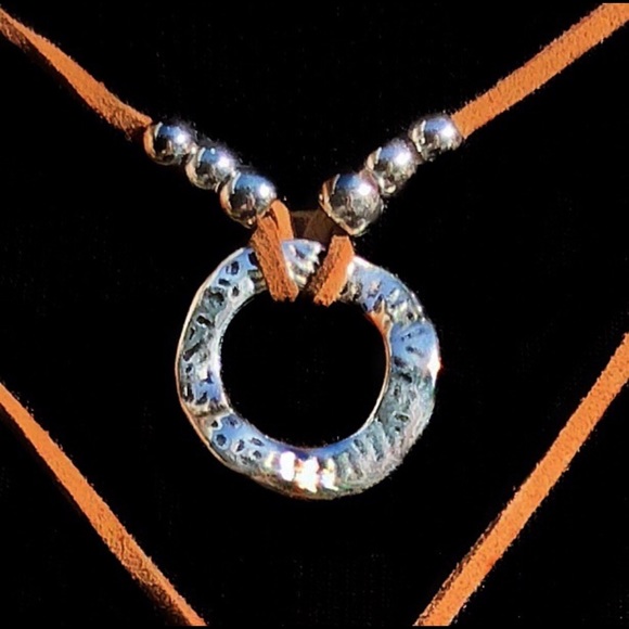 BOHO Tan Suede Silver Bead Multi-Layer Choker Wrap - Picture 3 of 8